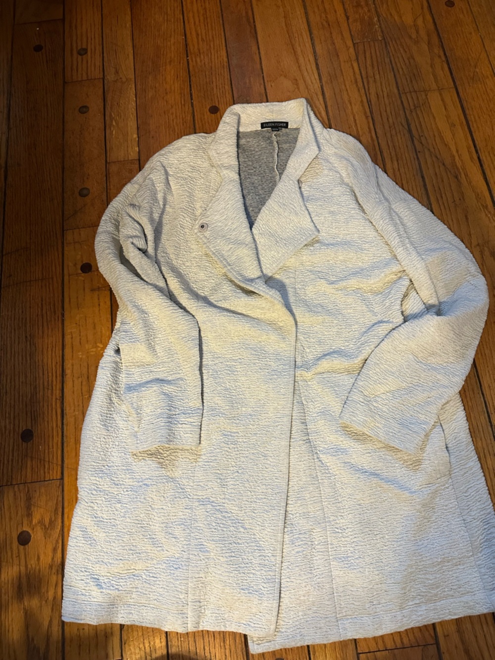Eileen Fisher Cream Textured Open-Front Coat
